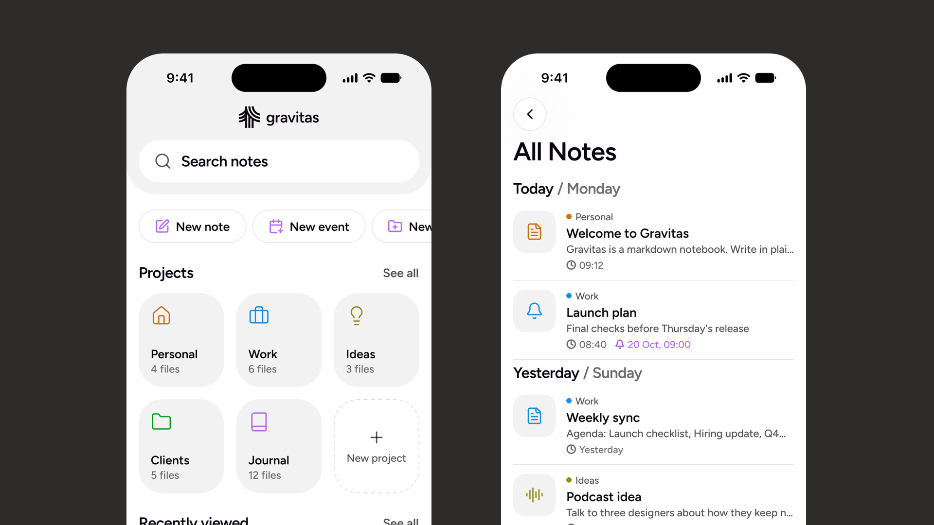 A screen of Bata Terelueli's Gravitas app