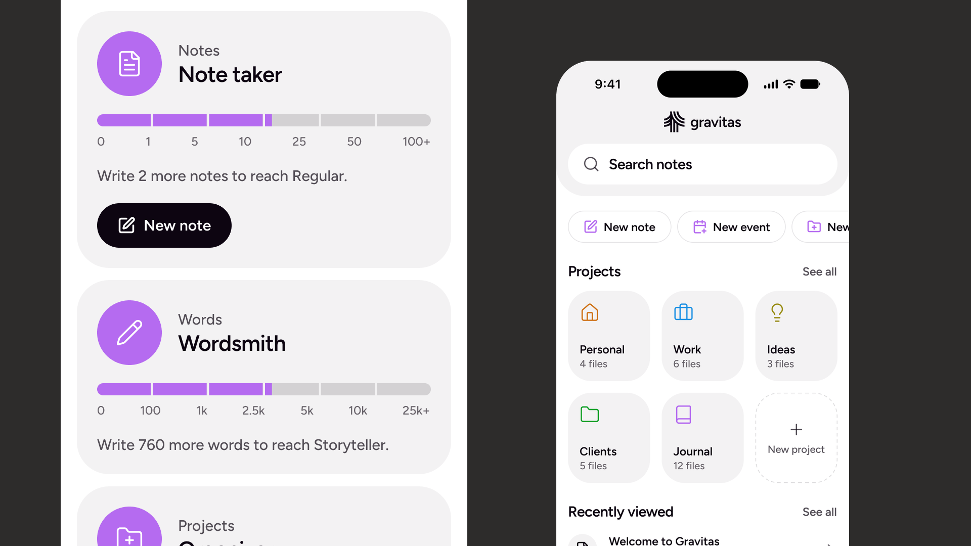 A screen of Bata Terelueli's Gravitas app