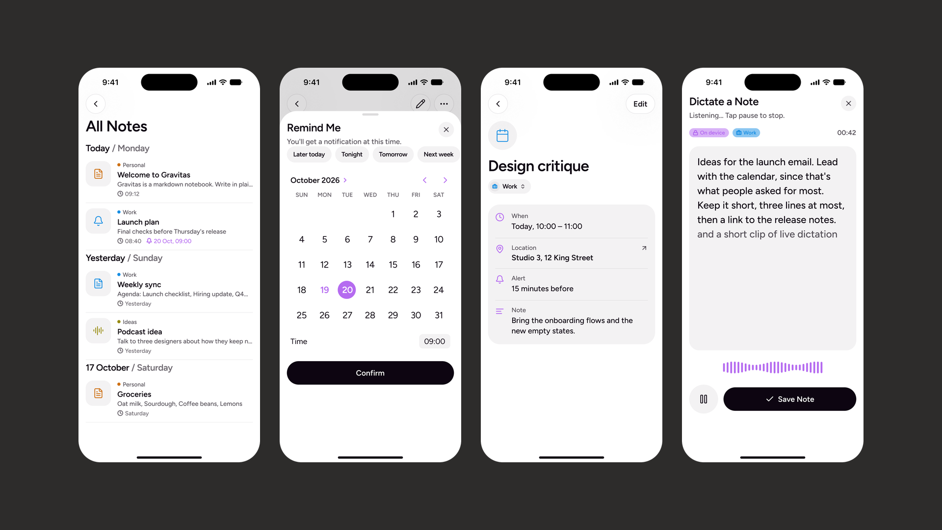 A screen of Bata Terelueli's Gravitas app
