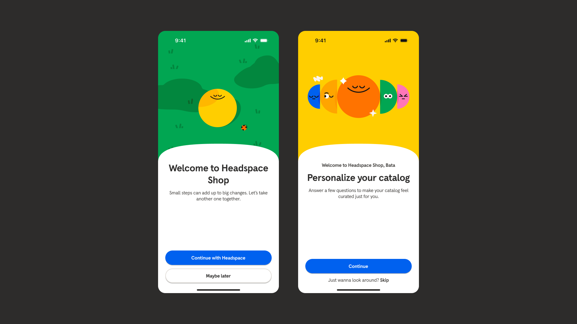 A screen of Bata Terelueli's Headspace shop app