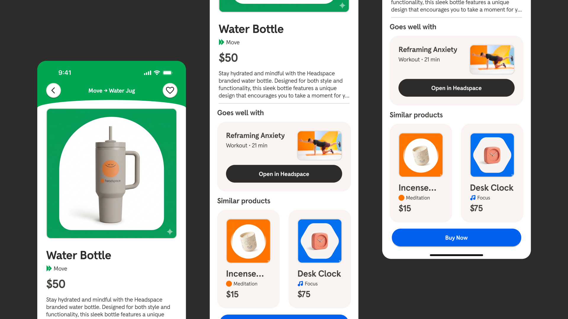 A screen of Bata Terelueli's Headspace shop app