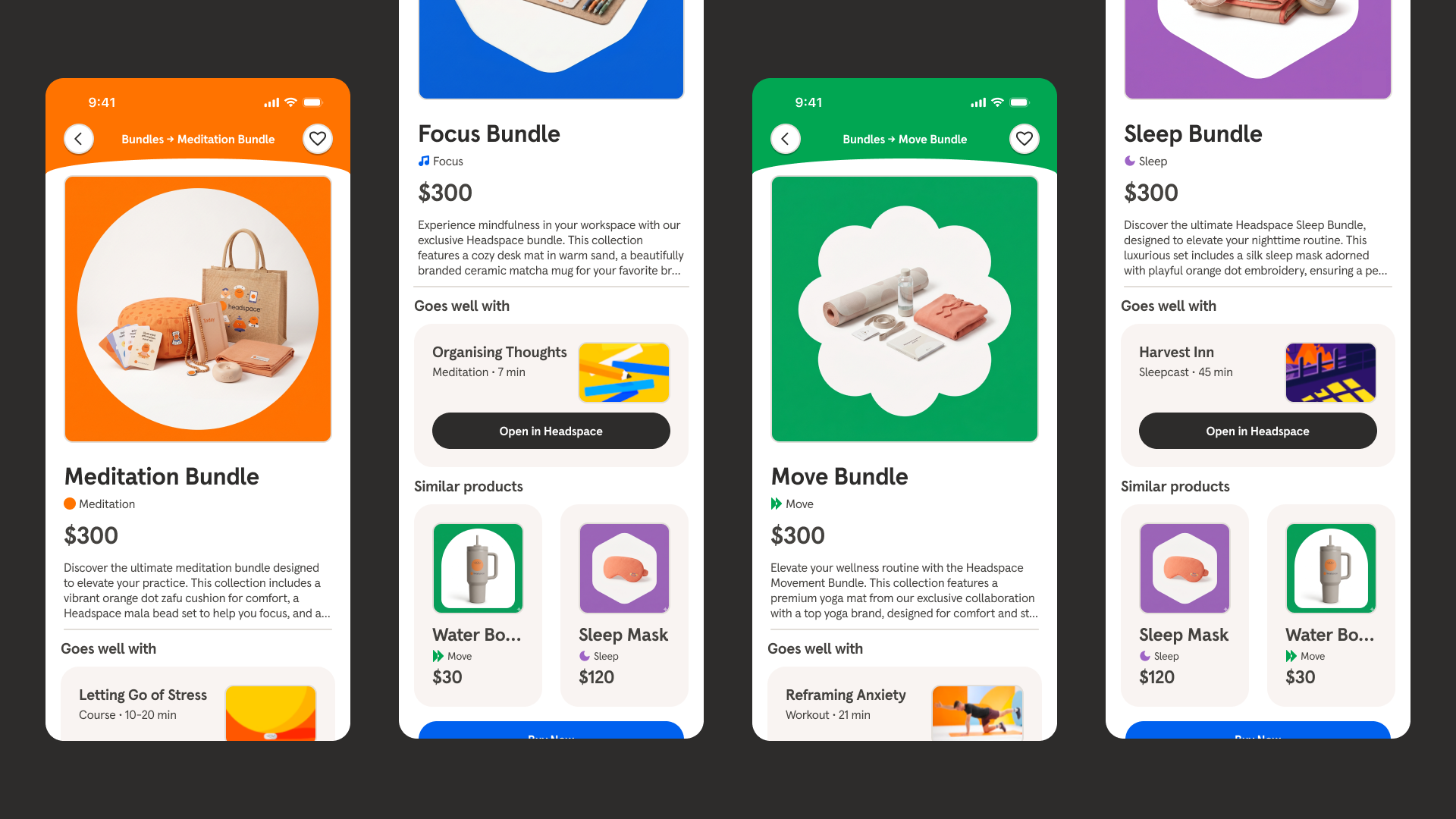 A screen of Bata Terelueli's Headspace shop app