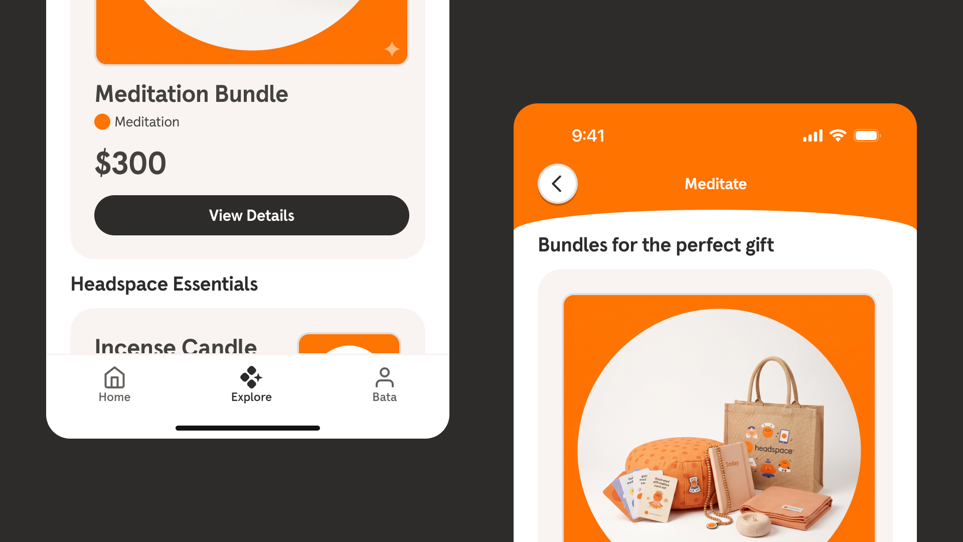 A screen of Bata Terelueli's Headspace shop app